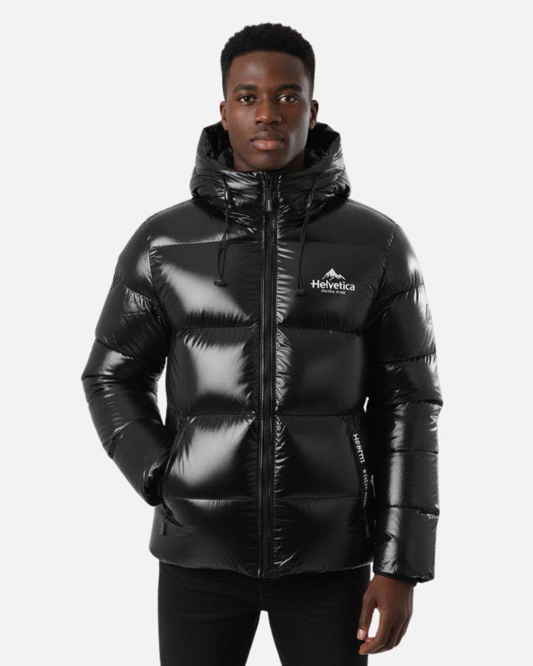 Chaqueta acolchada Helvetica Cosmos con capucha integrada - Negra